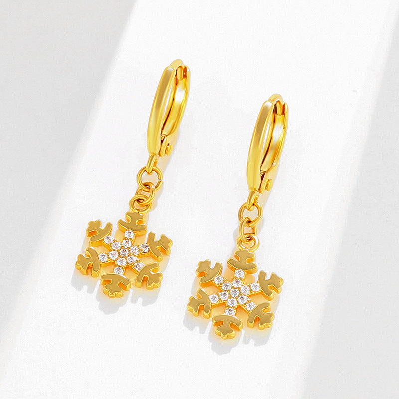 Wholesale Snow Inlaid Zirconium Alloy Earrings